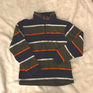 Navy Khaki and Orange Striped Fleece! Like new